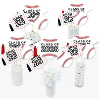 Grad Baseball - 2026 Graduation Party Centerpiece Sticks - Table Toppers - Set of 15