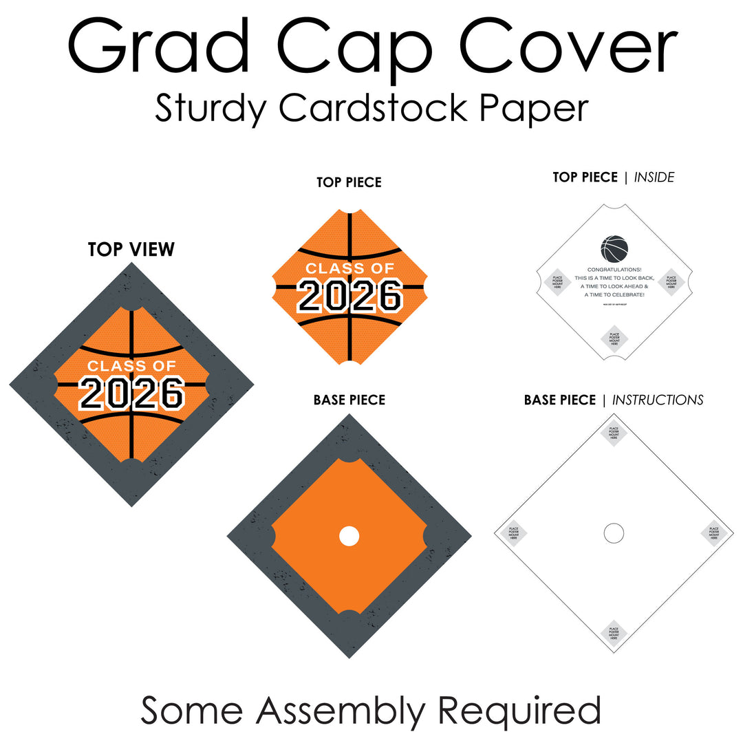 Grad Basketball - 2026 Graduation Cap Decorations Kit - Grad Cap Cover