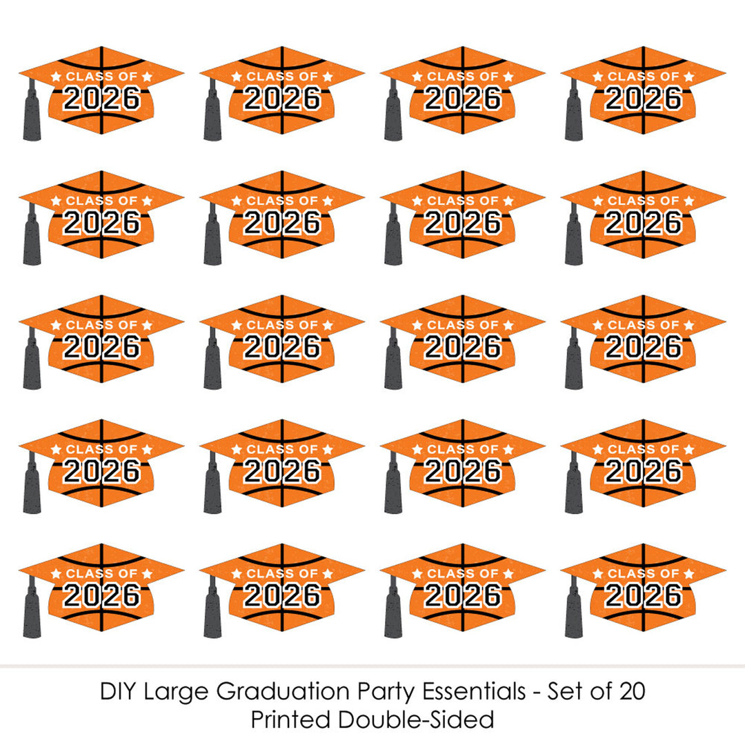 Grad Basketball - Grad Cap Decorations DIY 2026 Graduation Large Party Essentials - Set of 20