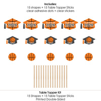 Grad Basketball - 2026 Graduation Party Centerpiece Sticks - Table Toppers - Set of 15