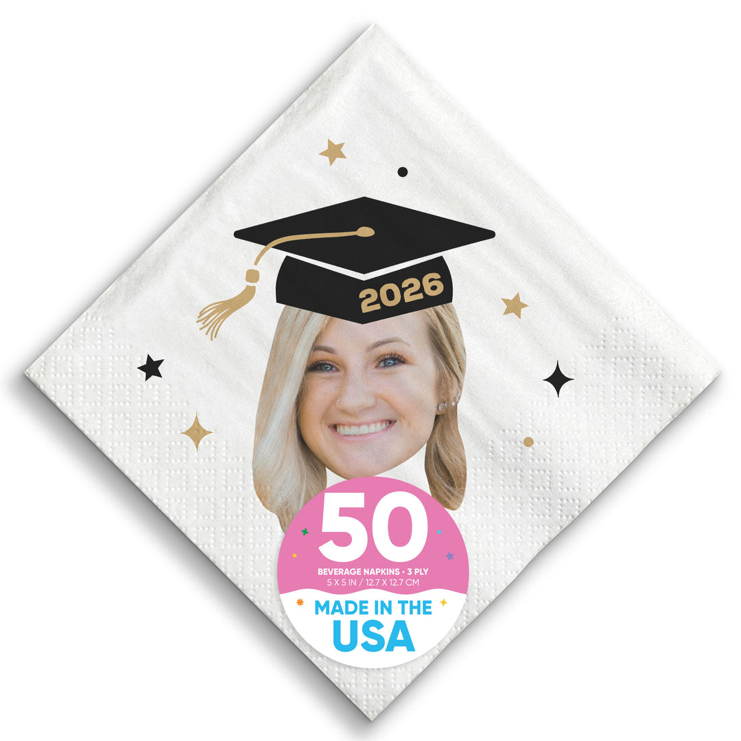 Custom Face - Grad Cap Napkins
