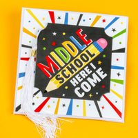 Middle School Here I Come - Elementary Graduation Cap Decorations Kit - Grad Cap Cover