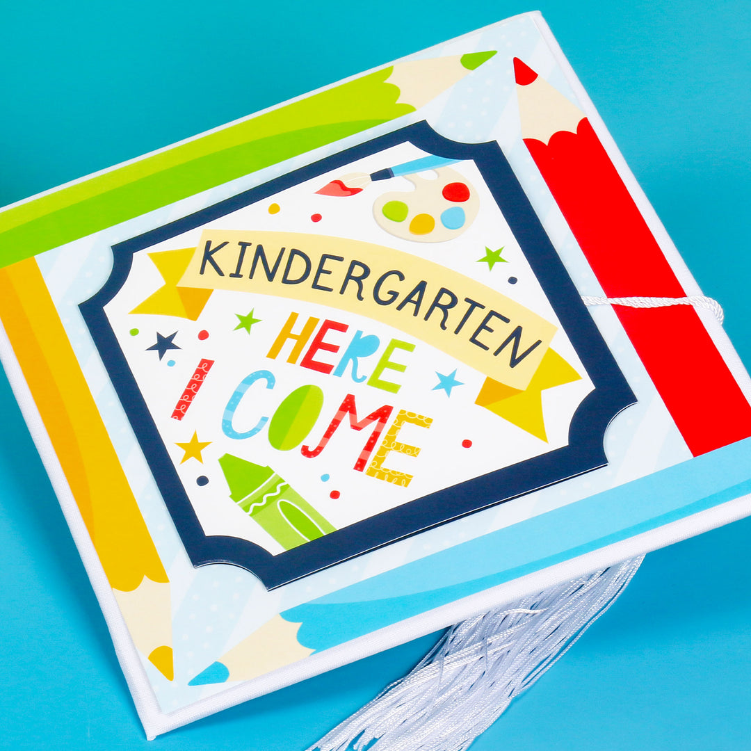 Kindergarten Here I Come - Kids Preschool Graduation Cap Decorations Kit - Grad Cap Cover