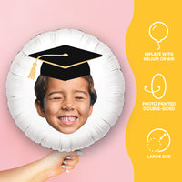 Personalized Fun Face Grad Cap Balloon - Double Sided - 1 Ct