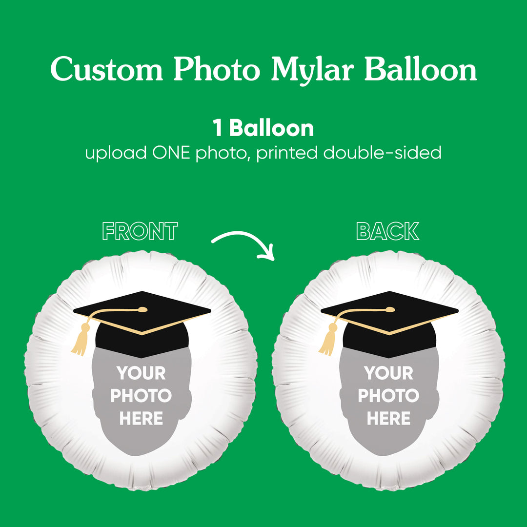 Personalized Fun Face Grad Cap Balloon - Double Sided - 1 Ct