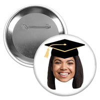Custom Fun Face Grad Cap Pinback Buttons - 8 Ct