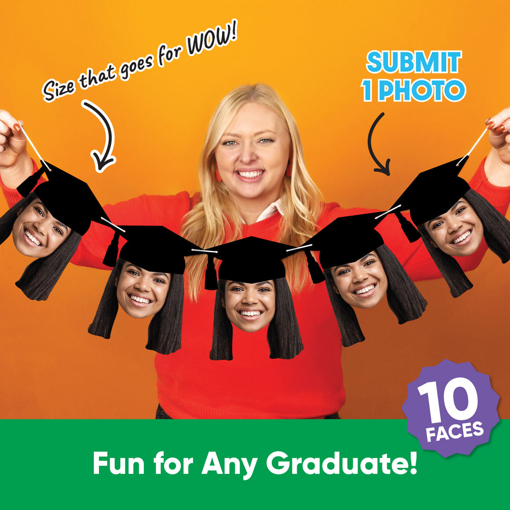 Custom Fun Face Graduation Garland Banner