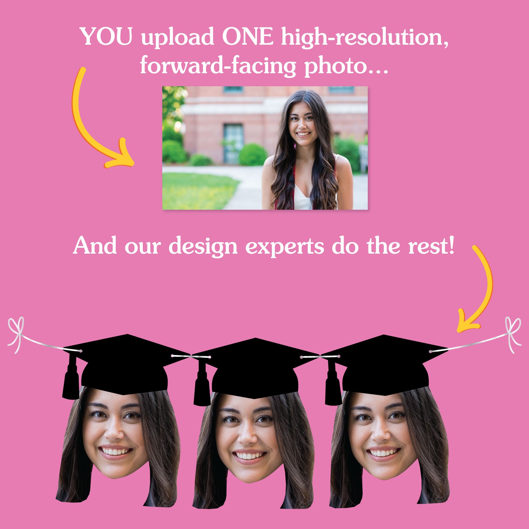Custom Graduation Photo Garland Banner - Fun Face Cut-Out Decoration ...