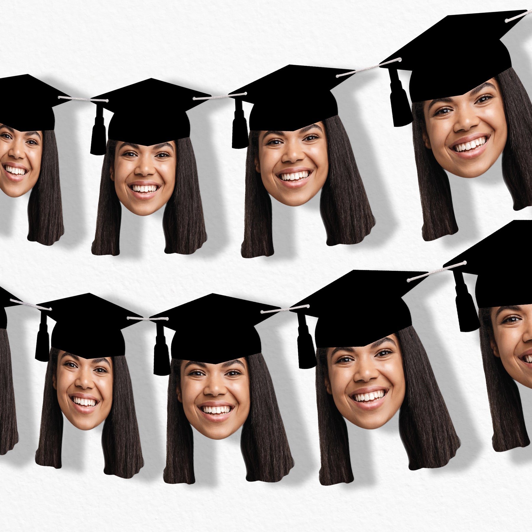 Graduation Garland Example Custom Graduation Photo Garland Banner - Fun Face Cut-Out Decoration ...