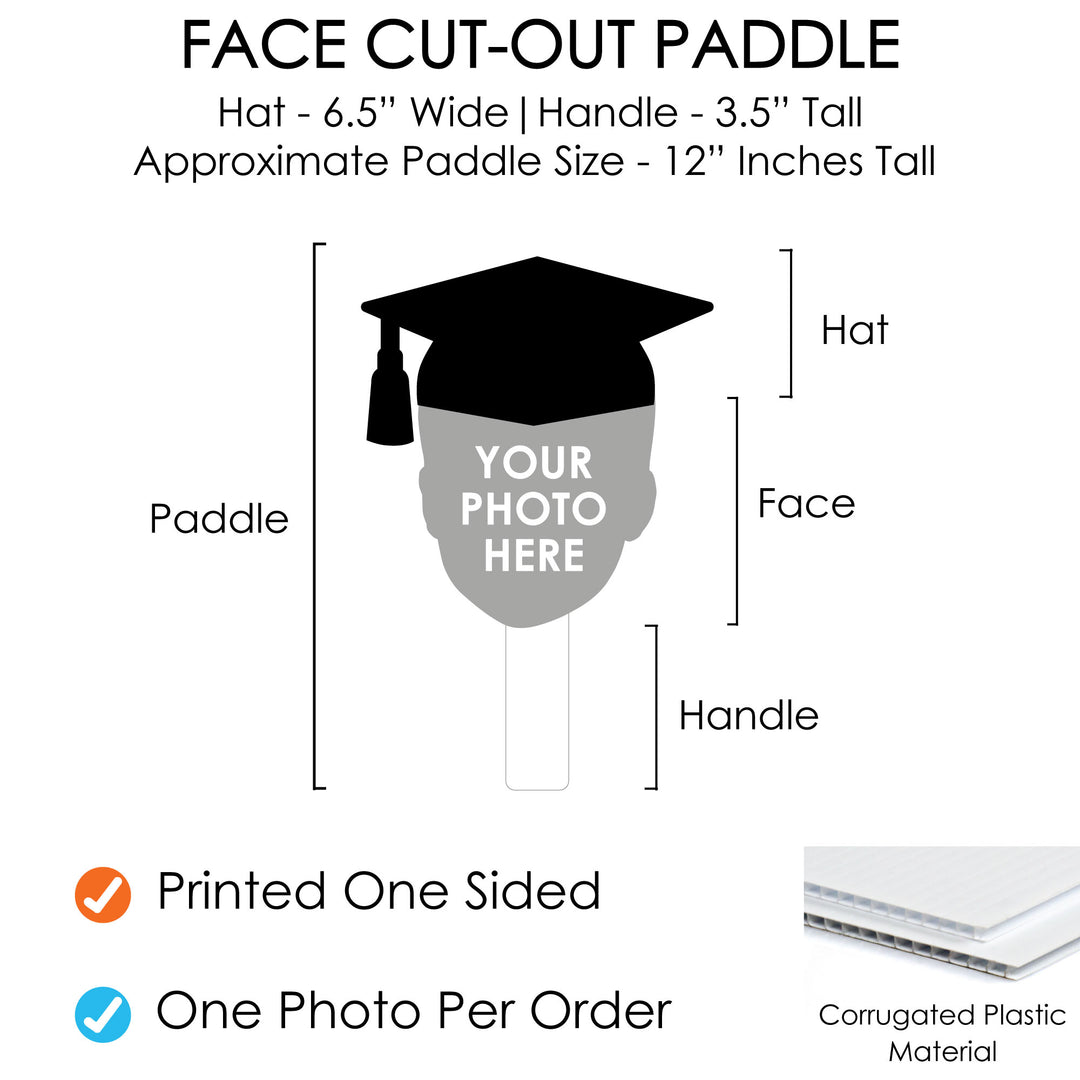 Custom Grad Cap Fun Face Cut Out Paddles
