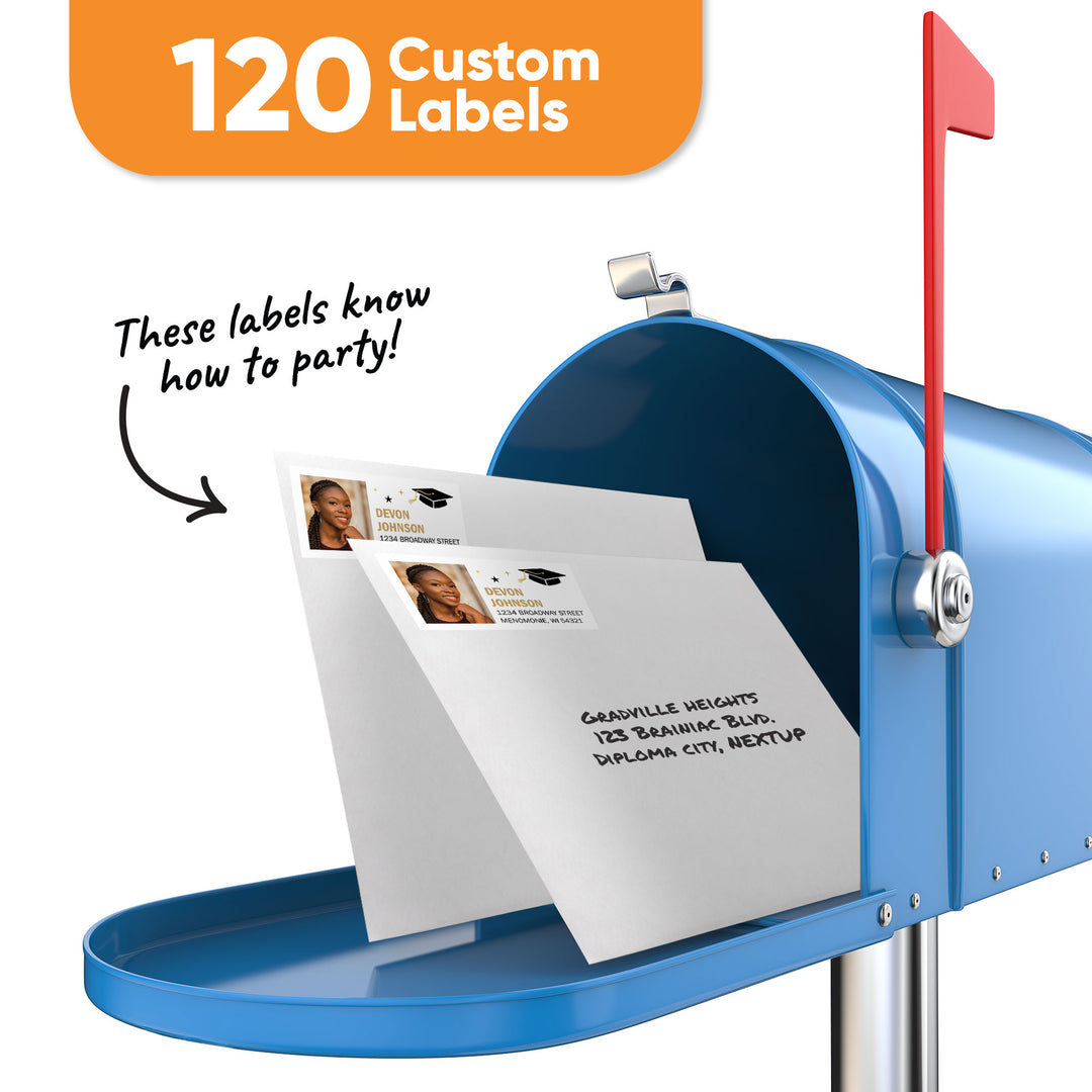 Custom Photo Graduation Return Address Labels - 120 Ct