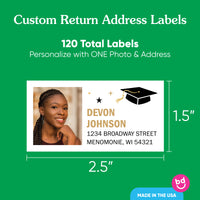 Custom Photo Graduation Return Address Labels - 120 Ct