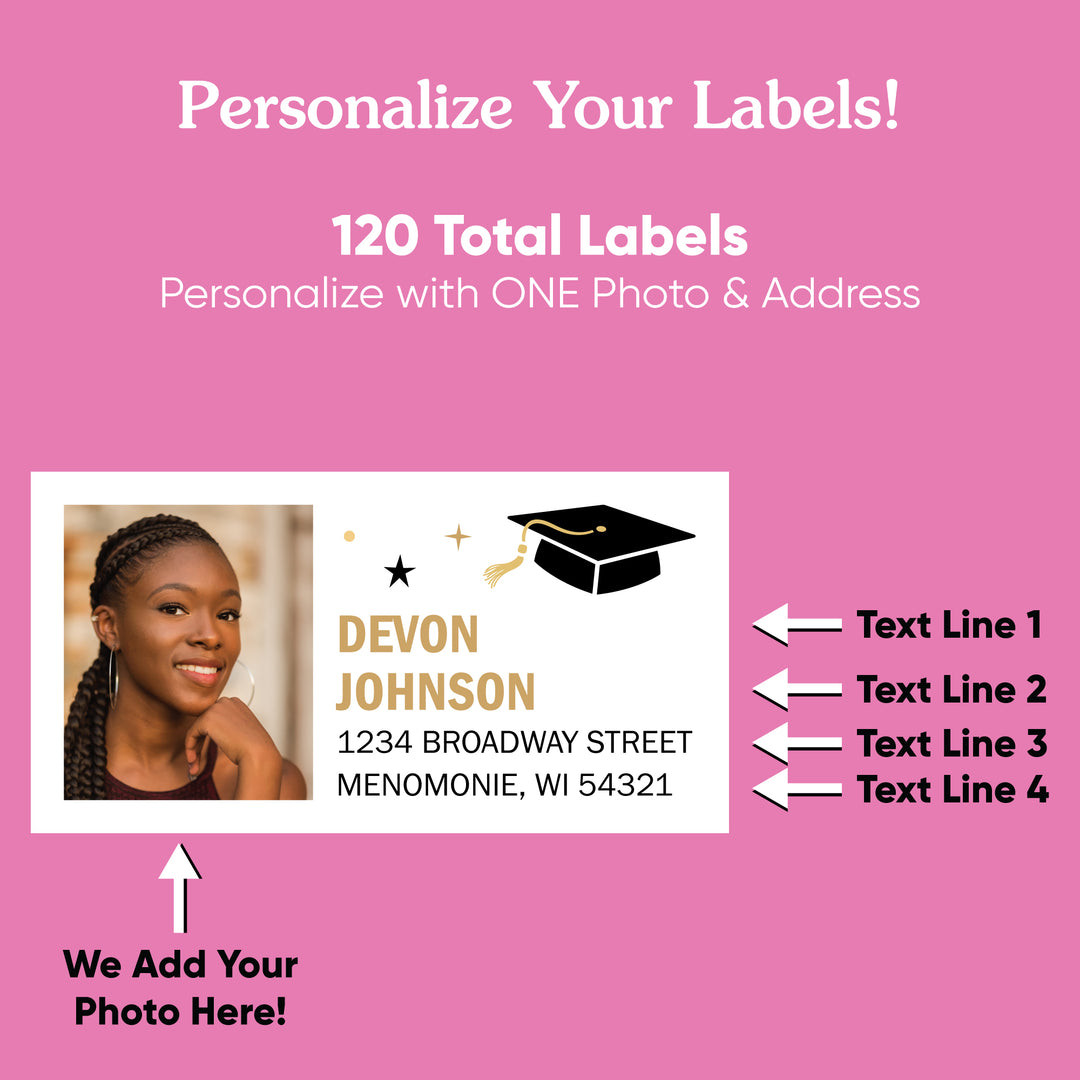 Custom Photo Graduation Return Address Labels - 120 Ct