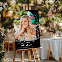 Custom Photo Grad Welcome Sign Black White