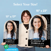 Custom Photo Grad Welcome Sign Black White