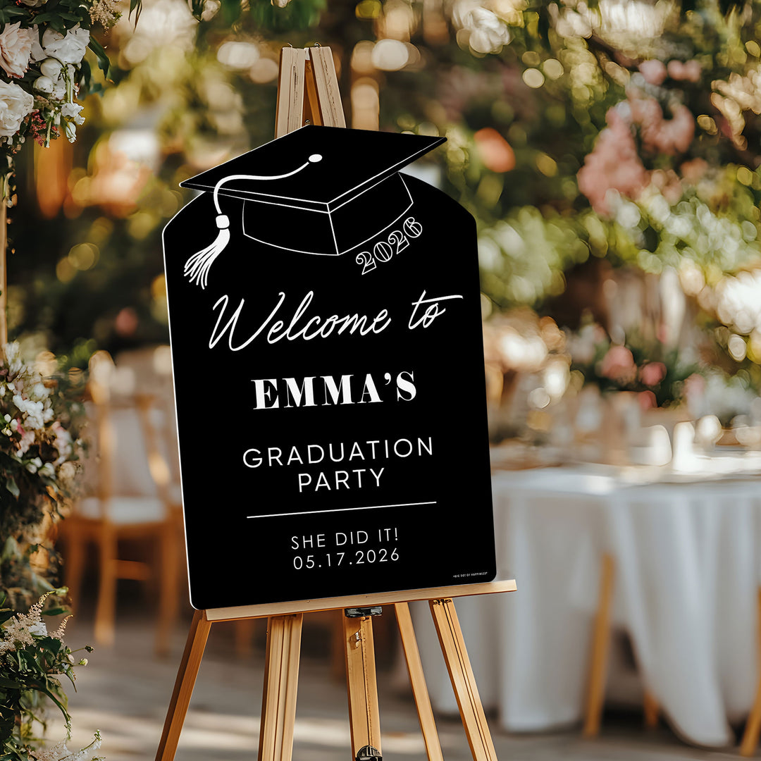 Custom Text Black & White Grad Welcome Sign