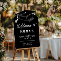 Custom Text Black & White Grad Welcome Sign