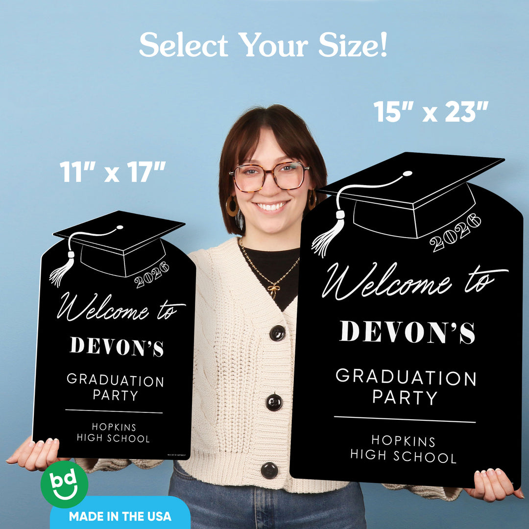 Custom Text Black & White Grad Welcome Sign