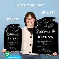 Custom Text Black & White Grad Welcome Sign