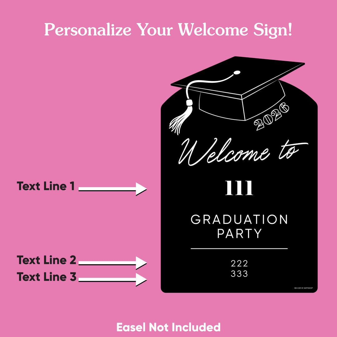 Custom Text Black & White Grad Welcome Sign