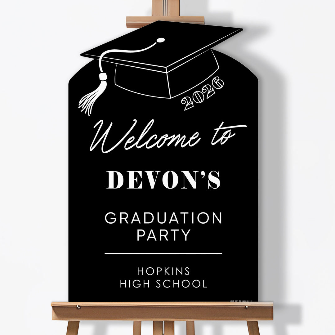 Custom Text Black & White Grad Welcome Sign