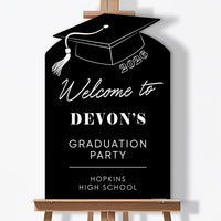 Custom Text Black & White Grad Welcome Sign