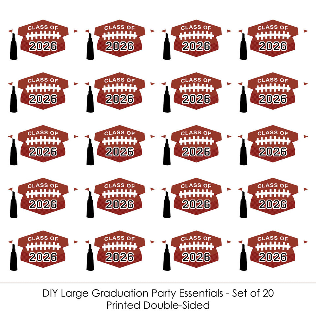 Grad Football - Grad Cap Decorations DIY 2026 Graduation Large Party Essentials - Set of 20