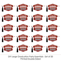 Grad Football - Grad Cap Decorations DIY 2026 Graduation Large Party Essentials - Set of 20