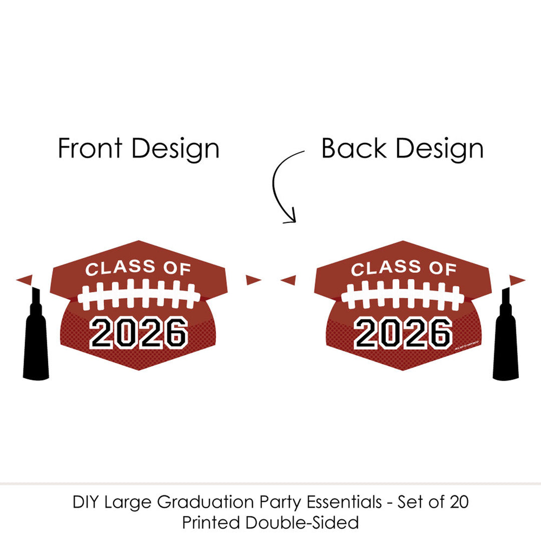 Grad Football - Grad Cap Decorations DIY 2026 Graduation Large Party Essentials - Set of 20