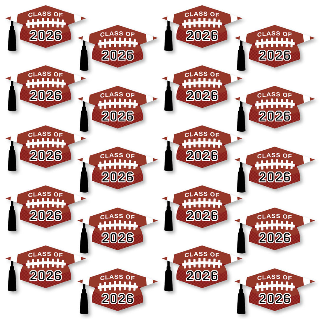 Grad Football - Grad Cap Decorations DIY 2026 Graduation Large Party Essentials - Set of 20