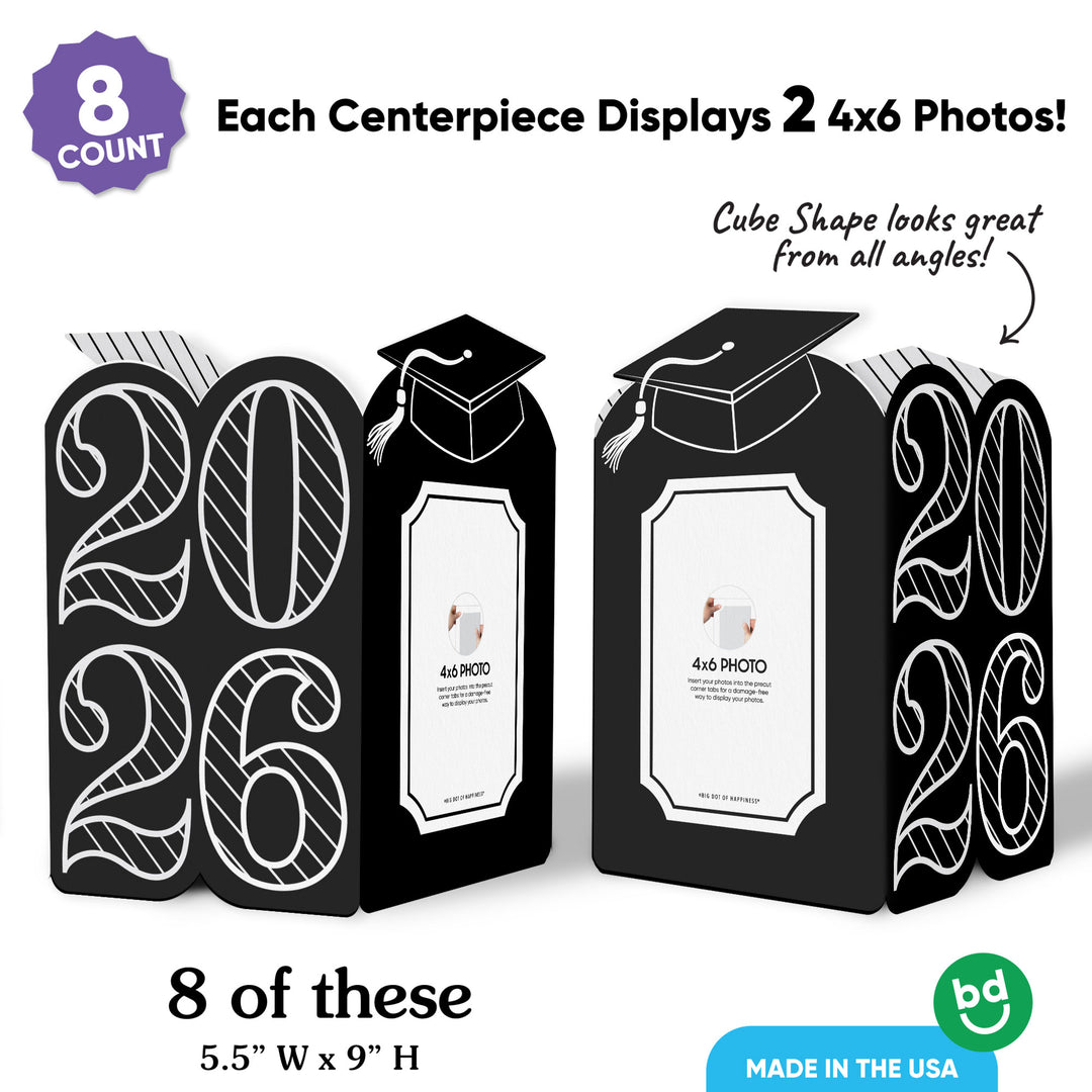 Black & White Graduation Photo Centerpieces - 8 Ct