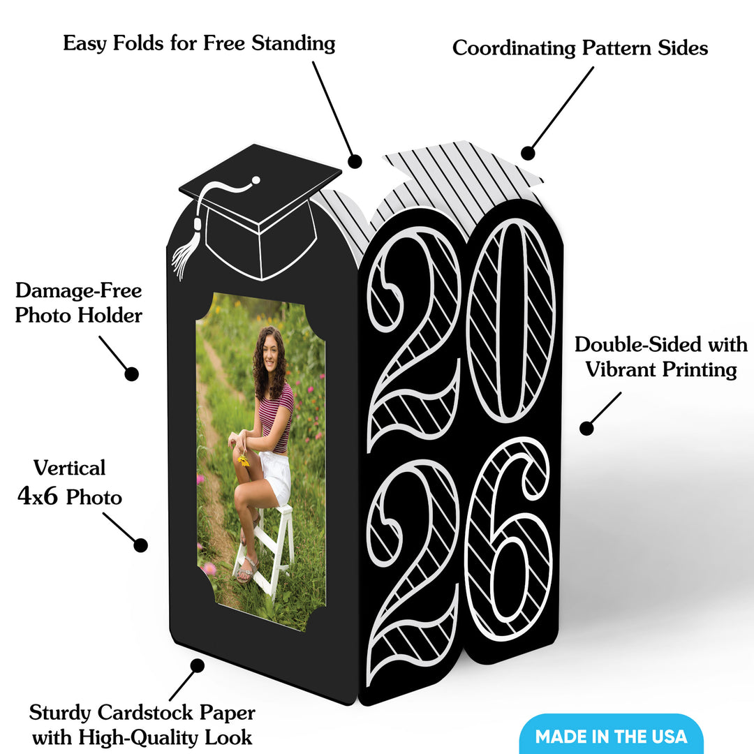 Black & White Graduation Photo Centerpieces - 8 Ct