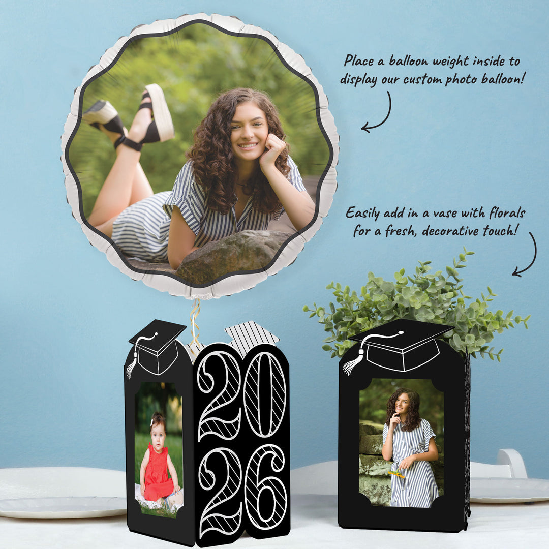 Black & White Graduation Photo Centerpieces - 8 Ct