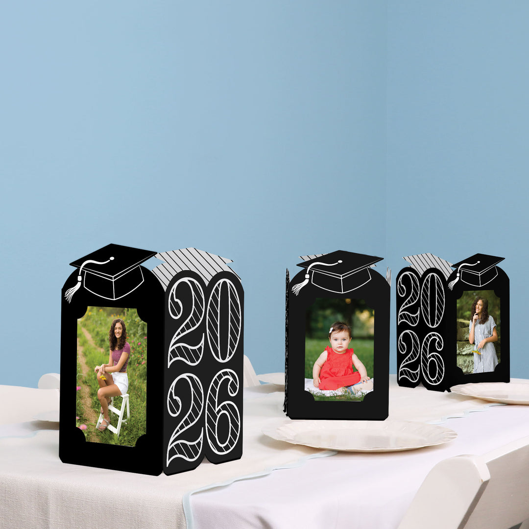 Black & White Graduation Photo Centerpieces - 8 Ct
