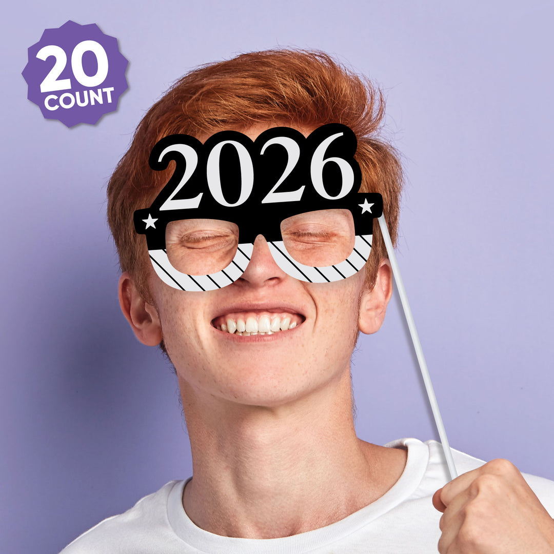 Graduation Cheers - 2026 Graduation Party Photo Booth Props Kit - 20 Count