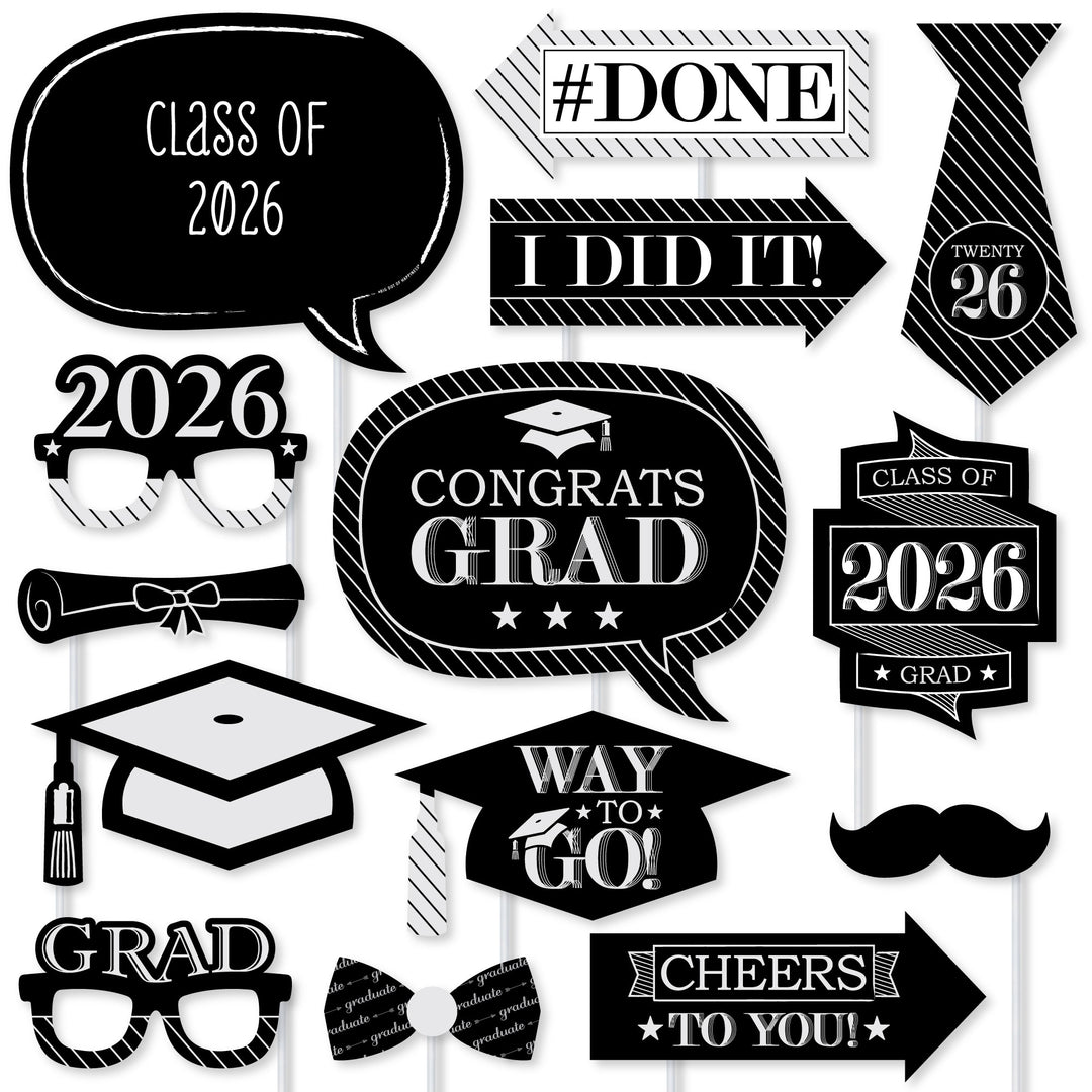 Graduation Cheers - 2026 Graduation Party Photo Booth Props Kit - 20 Count