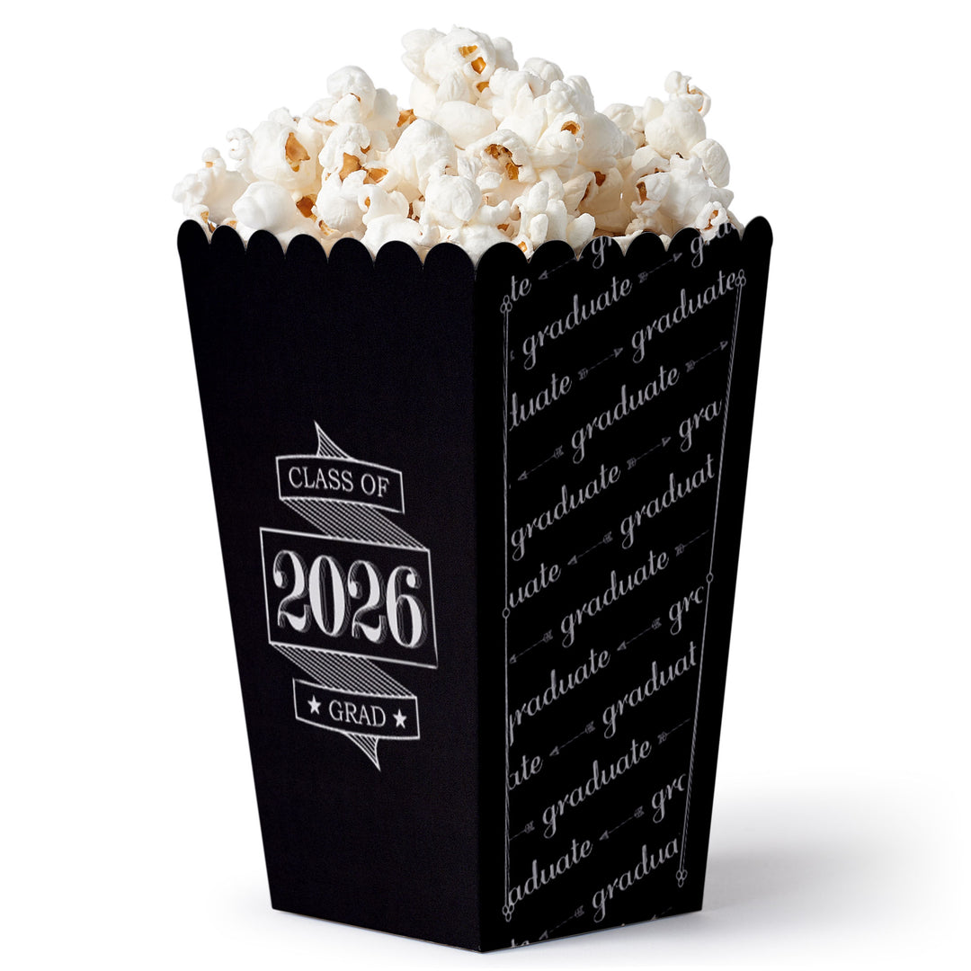 Graduation Cheers - 2026 Graduation Party Favor Popcorn Treat Boxes - Set of 12