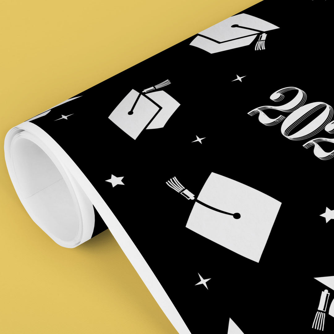 Black & Silver Graduation Wrapping Paper, Class of 2026