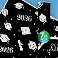 Black & Silver Graduation Wrapping Paper, Class of 2026