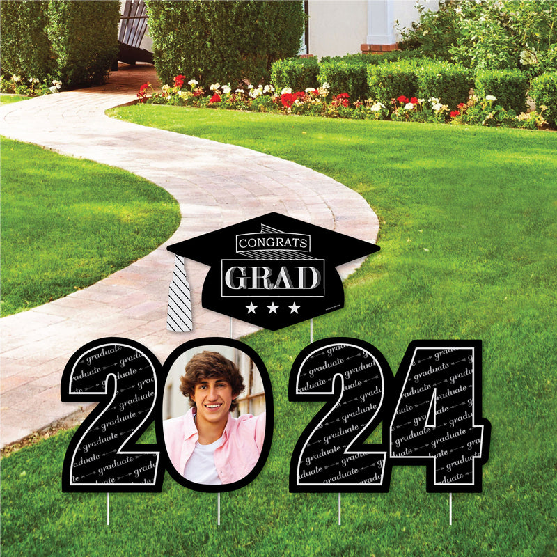 Graduation Cheers - Custom 2024 Graduation Party Decorations - Stackable Photo Yard Sign - 3 Pc