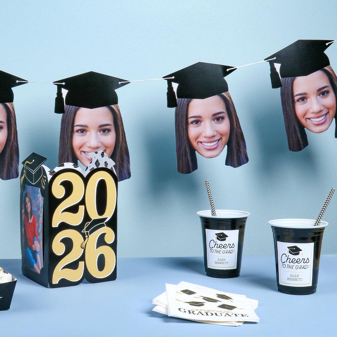 Custom Fun Face Graduation Garland Banner