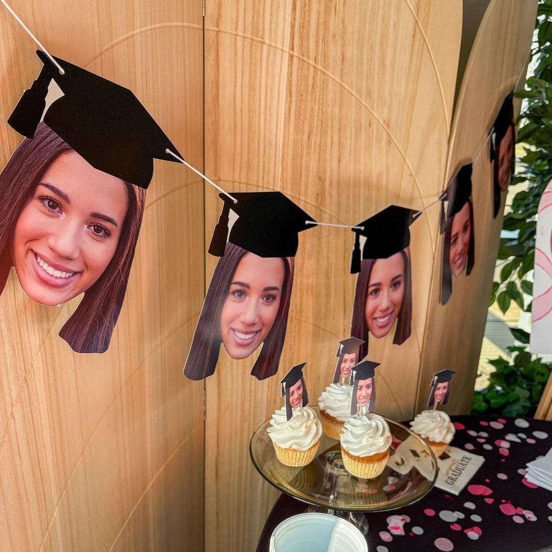 Custom Fun Face Graduation Garland Banner