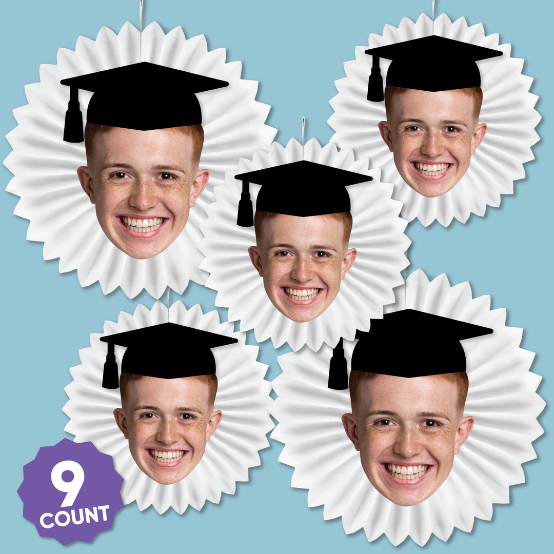 Graduation cap custom photo paper fan decorations for graduation party