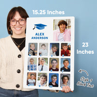 15.25 x 23 inch personalized graduation photo board with multiple grade-level photo spaces