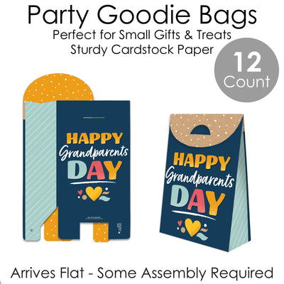 Happy Grandparents Day - Grandma & Grandpa Gift Favor Bags - Party Goodie Boxes - Set of 12