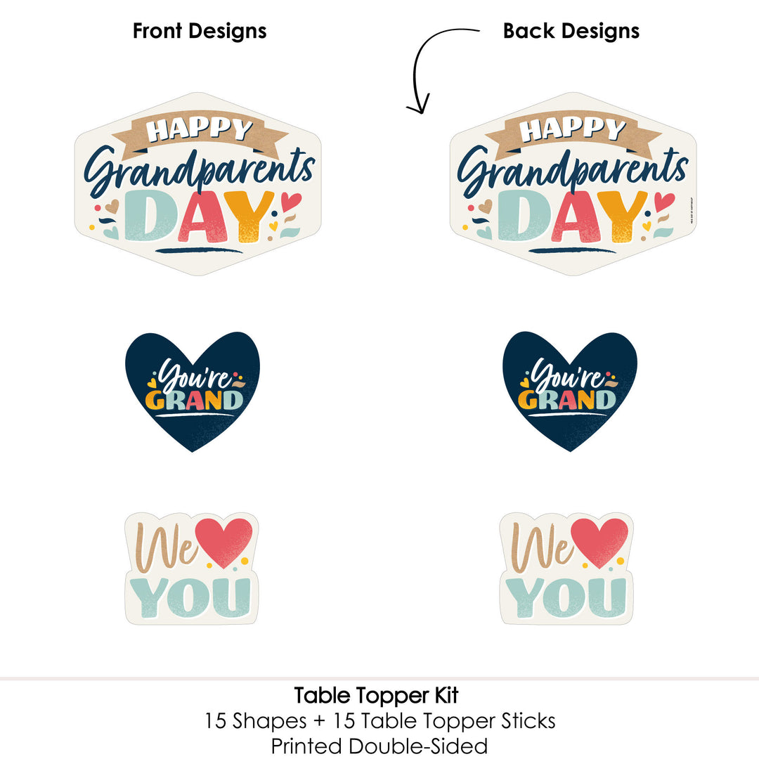 Happy Grandparents Day - Grandma & Grandpa Party Centerpiece Sticks - Table Toppers - Set of 15
