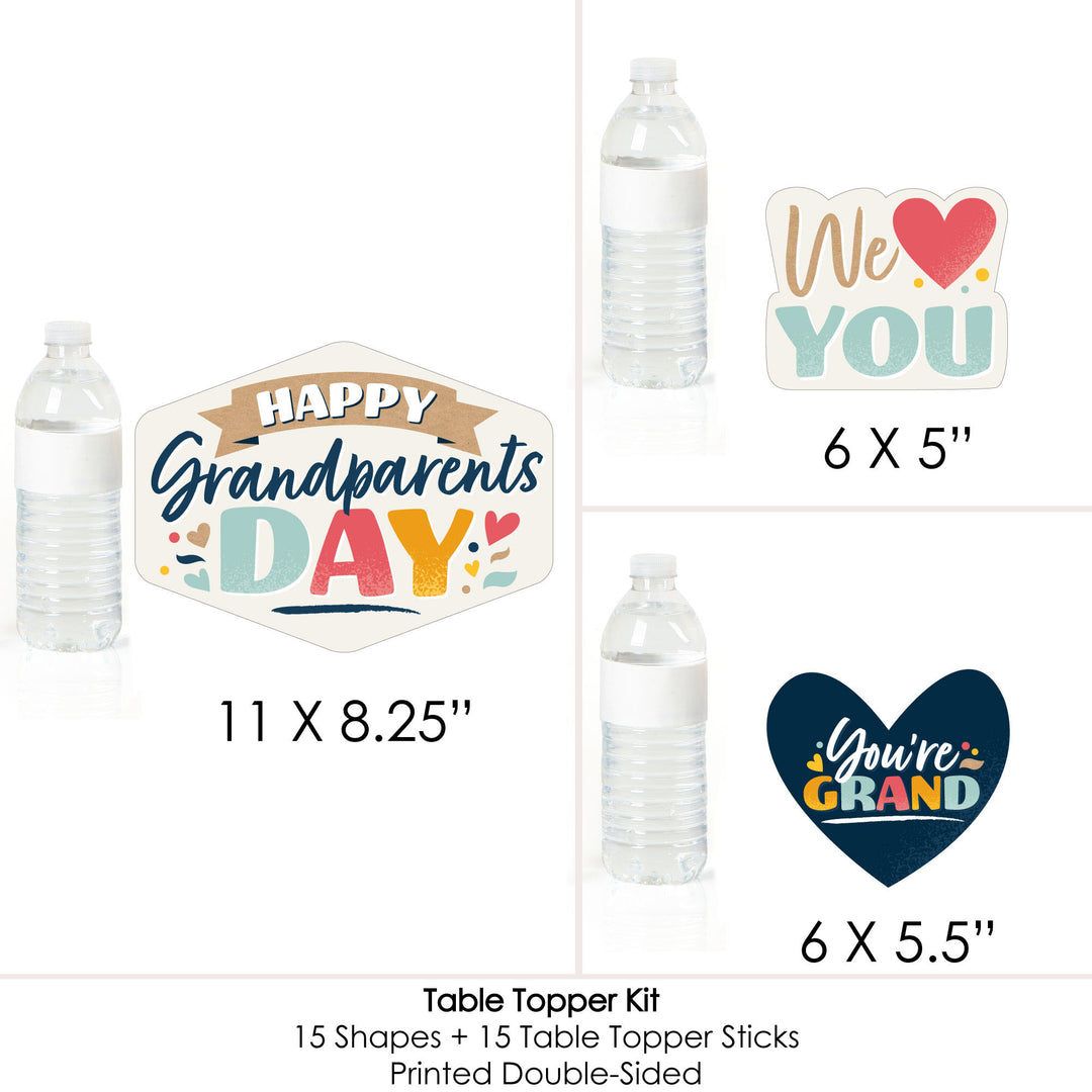 Happy Grandparents Day - Grandma & Grandpa Party Centerpiece Sticks - Table Toppers - Set of 15