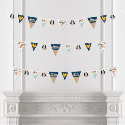 Happy Grandparents Day - DIY Grandma & Grandpa Party Pennant Garland Decoration - Triangle Banner - 30 Pieces