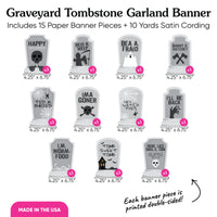 Graveyard Tombstones Garland Banner - 15 Pc