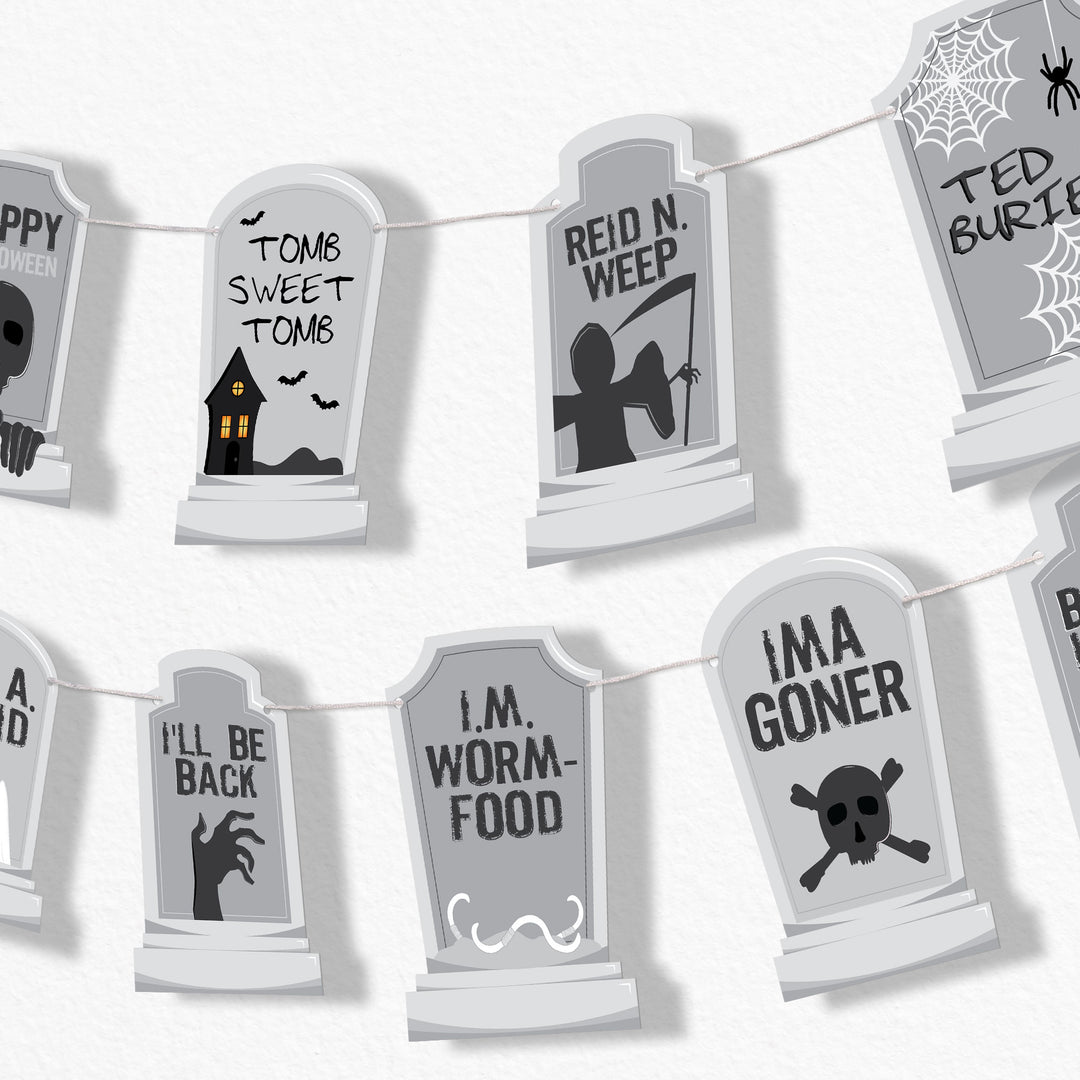 Graveyard Tombstones Garland Banner - 15 Pc